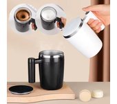 Taza de café con agitación automática recargable por USB, taza mezcladora magnética, proteína en polvo caqui
