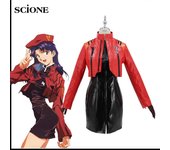 Disfraz de Cosplay de Anime, disfraz de Evangelion de piel sintética, Misato Katsuragi, disfraces de Cosplay, abrigo, uniformes, disfraz de Halloween para mujer S&Evangelion