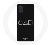 Coque pour samsung galaxy A71 Squid Game logo symboles carre cercle triangle Fond Noir