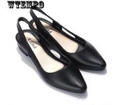 Sandalias de verano para mujer Baotou Sandalias de tacón medio Zapatos impermeables de tacón grueso 41 negro