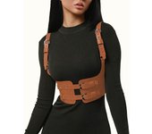 Corsé vintage steampunk para mujer, chaleco elástico con tirantes, cinturón ancho y hebillas One size marrón
