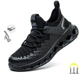 Zapatos de seguridad ligeros para el trabajo para hombre, transpirables, antiaplastamiento y antiperforación, calzado deportivo de seguridad, botas de trabajo, calzado 46 negro