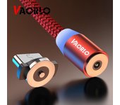 Cable de carga Micro USB magnético VAORLO para teléfono móvil Android Cable de carga de moda de carga rápida negro