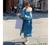Chaqueta de plumón de algodón para mujer, otoño e invierno, chaqueta de algodón, abrigo largo, grueso y suelto L