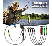 2 piezas de cadena de alarma de picadura de pesca de carpa, portátil, ligero, indicador de picadura de pez, colgador de alerta, accesorios de pesca al aire libre para agua dulce y salada cian