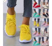 Zapatillas deportivas informales con cordones de malla para mujer a la moda, zapatillas transpirables para correr 35 beige