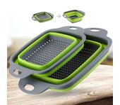 Cesta plegable para lavar verduras, filtro para frutas y verduras, colador portátil, escurridor plegable, accesorios de cocina, aparatos azul