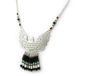 Les Trésors De Lily [N3744] - Collier 'Navajos' noir bleu argenté (aigle)