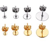 20-100 unids/lote de pasadores de base de poste de acero inoxidable en blanco dorado con tapón para pendientes, accesorios para la fabricación de joyas DIY 3mm