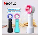 VAORLO-ventilador portátil sin aspas, recargable por USB, Mini refrigerador de mano, práctico ventilador sin hojas con indicador LED de 3 niveles de velocidad, muebles negro