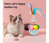 Juguete interactivo para gatos con bolas de peluche de plumas, varita de juguete para gatos de interior, para aliviar la ansiedad y el aburrimiento. C