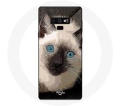 Coque pour Samsung Galaxy Note 9 Chat Siamois Noir et blanc aux Yeux Bleus