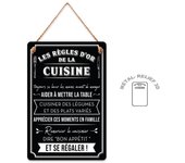 Les Trésors De Lily [R5067] - Placa de metal 'Las reglas de oro de la cocina' negra - 30x20 cm negro