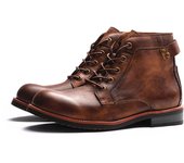 Botas de cuero de moda para hombre, talla grande 38-48, zapatos altos y cómodos, botas retro informales con suela gruesa a juego de colores, botas de vaquero 38 marrón