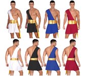 Disfraz de gladiador romano para hombre, dios griego antiguo, armadura de Cosplay de Halloween, juego de rol de soldado, trajes de Cosplay de guerrero caballero Medieval S blanco