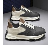 Zapatillas gruesas de diseño retro para hombre, zapatillas para correr de moda informales de cuero de microfibra, transpirables, con plataforma y aumento de altura. 39