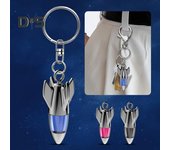 Llavero con descargador de electricidad estática para coche, diseño novedoso de cohete, dispositivo antiestático portátil resistente al desgaste para manijas de metal de coche color rosa
