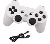 Mando Ps3 Dualshock Sin Cable Doble Vibración 6 Ejes(seis ejes) Para controlador PS3 (Blanco, Blanca)