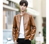 Chaqueta de moto, chaqueta de cuero, chaqueta de hombre, nueva tendencia de otoño e invierno, conducción sencilla en motocicleta, chaqueta de cuero cálida y de felpa M