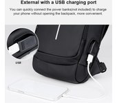 Mochila bandolera antirrobo para hombro y pecho, mochila informal para senderismo, impermeable con USB gris/marrón