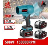 OENVAN 2000W Soplador de Aire Eléctrico Inalámbrico sin Escobillas 200M/S Soplador Turbo Inalámbrico Barredora de Polvo Nieve Herramienta Eléctrica para para Batería Makita 18V Without battery