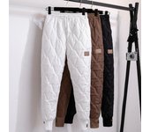 Pantalones de talla grande de algodón para mujer, pantalones de invierno gruesos y cálidos, pantalones Harem elásticos de cintura alta, pantalones sueltos informales, pantalones 4XL L negro