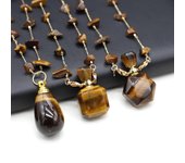 1 collar con colgante de botella de perfume de moda, cadena de piedras trituradas con ojo de tigre para hombres y mujeres, regalos de joyería DIY 80cm