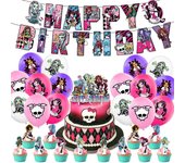 30 decoraciones para fiestas temáticas Monster High, incluye pancarta y globos para decoración de tartas.