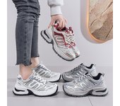 Zapatos de papá para mujer, zapatos deportivos de plataforma transpirables con tejido volador de verano, zapatos casuales versátiles para mujer 35 rojo