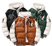 Abrigo de moda de invierno para hombre, camisas de pan con estampado de dos letras falsas a la moda, Chaqueta de algodón cálida para pareja M negro