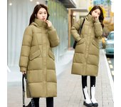 Chaqueta de plumón con capucha para mujer nueva chaqueta de invierno chaqueta de pan gruesa holgada de longitud media para mujer M azul