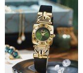 Reloj de cuarzo cuadrado retro de alta gama Gedi para mujer con diseño moderno y correa de cuero.