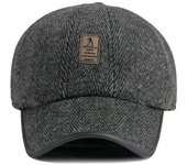 Sombrero de invierno para hombre, protección para los oídos, gorra cálida para exteriores, gorra de béisbol de terciopelo grueso Vintage, gorra Snapback para papá, gorra con visera 55-60cm gris oscuro