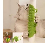 Peine masajeador para quitar el pelo de gatos, cepillo para frotar y rascar, autolimpiable, para esquinas de pared. verde