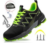 Zapatos de seguridad de moda para hombre, zapatillas con punta de acero, botas de seguridad transpirables a prueba de pinchazos, zapatos de trabajo cómodos para hombre, botas de seguridad para hombre. 37 negro