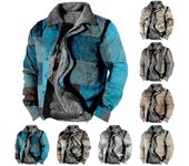 Abrigo grueso con botones de manga larga y estampado informal de Halloween para hombre XL beige