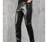 Pantalones De Cuero Elásticos para Hombres Pantalones Casuales Ajustados De Tendencia Ajustados para Hombres Pantalones De Cuero De PU Pantalones De Moto 28 negro