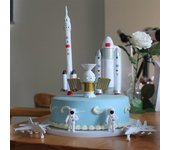 7 unids/set transbordador espacial astronauta cohete modelo decoración de pastel niños pastel de cumpleaños accesorios decorativos