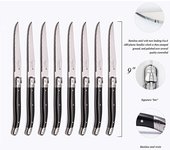 Cuchillos para carne de acero inoxidable Laguiole, cuchillo de cena, cubiertos negros, cuchillo de mesa, juegos de vajilla, restaurante, hogar, bar, vajilla de 9''