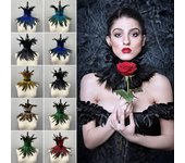 women Cosplay party Feather Scarf Fur Shawl Gothic Clothes Halloween Decor azul