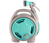 Carro de manguera, estante de carrete de tubería de agua con rociador de manguera de jardín de alta presión, accesorios de riego