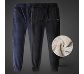 Pantalones de chándal de invierno de talla grande para hombre, pantalones de lana de cordero gruesos y acolchados rectos, pantalones cálidos de terciopelo de zorro plateado para hombre L
