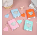 Álbum de fotos hueco con forma de corazón de 3 pulgadas, carpeta de tarjetas con 32 bolsillos, mini estuche para guardar fotos de ídolos. blanco