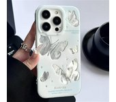 Funda para iPhone 15 Pro Max, 12, 13, 14 Pro Max, con diseño de mariposa y láser plateado degradado, carcasa a prueba de golpes con purpurina For iPhone 12