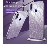 Note7 7pro Funda de lujo con revestimiento degradado con brillo para Xiaomi Redmi Note 7 Pro, Funda protectora trasera de silicona suave para cámara para mujer Redmi Note 7 púrpura