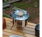 Hervidor y cafetera portátil de acero inoxidable 304 para exteriores, ideal para acampar, pescar y hacer montañismo. 1L