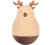 Ciervo Tambaleante Lindo Exquisito Robusto Duradero Madera Decorativo Llamativo Juguete Roly Poly para Niños Hogar