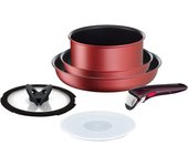 Juego de ollas y sartenes Tefal con mangos extraíbles compatibles con gas IH libre de sustancias nocivas como Neo IH Rouge rojo L38391, juego de 6 piezas, rojo