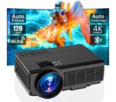 Miniproyector LED inteligente 4K 1980*1080P BT 5.0 HDMI USB Audio Reproductor multimedia para el hogar Proyector portátil de alta definición para viajes al aire libre EU Plug blanco