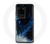 Coque pour Samsung Galaxy S20 Ultra Nuages de fumée multicolore de bleu gris et noir sur fond noir